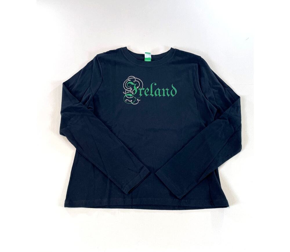 Ireland Celtic Shamrock Shirt Size XL Black Graphic Long Sleeve Cotton